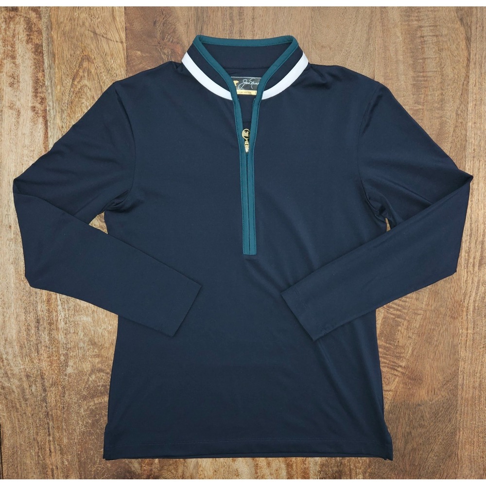 Jack Nicklaus Golf Polo Shirt Womens S Navy Blue Long Sleeve 1/4 Zip Activewear